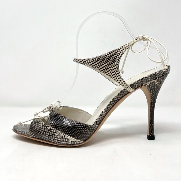 Gucci Snakeskin Bow Sandals 11B (Vintage) High Heel Open Toe - Picture 1 of 10